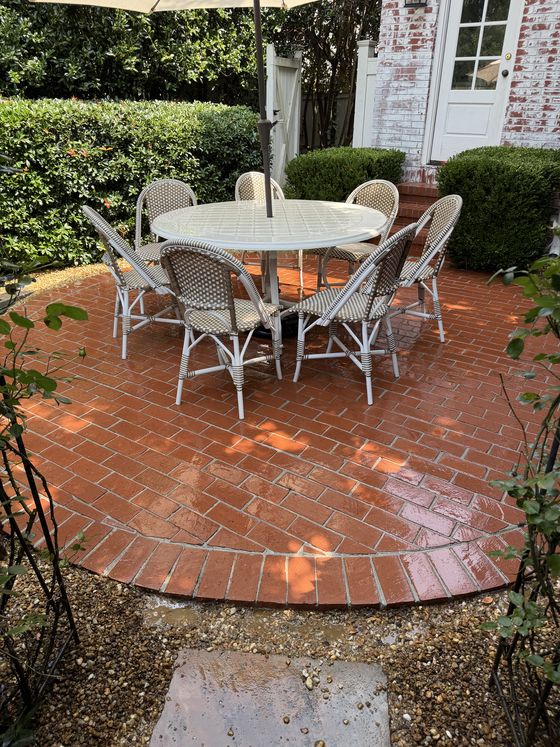 Brick paver patio after cleaning