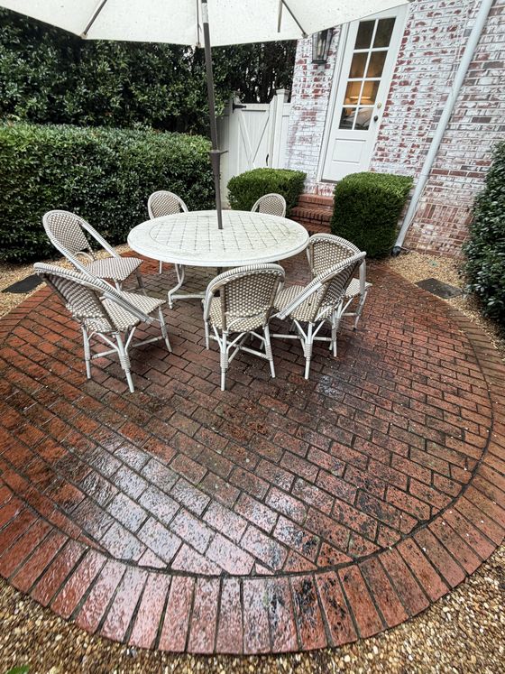 Brick paver patio before cleaning