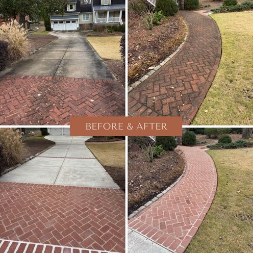 Brick walkway before & after
