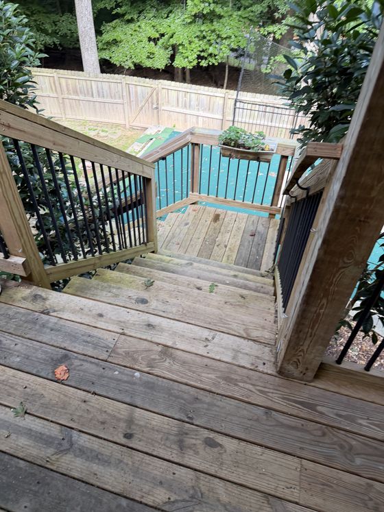 Deck stairs before cleaning