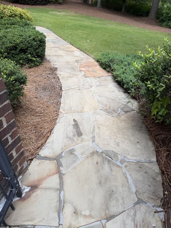 Flagstone path after cleaning