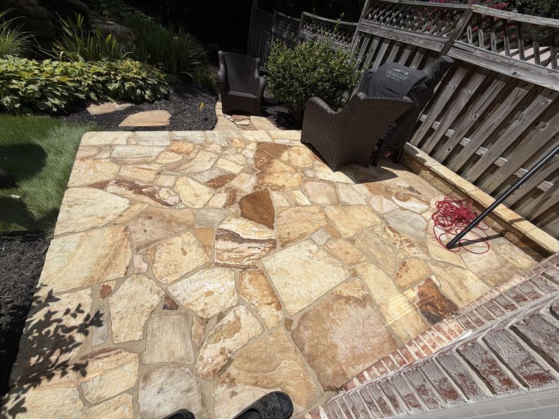 Flagstone patio after cleaning