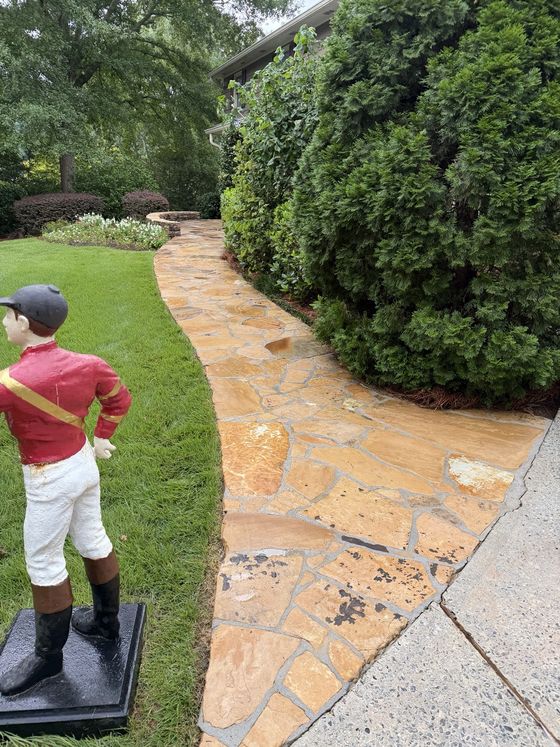 Flagstone walkway after cleaning