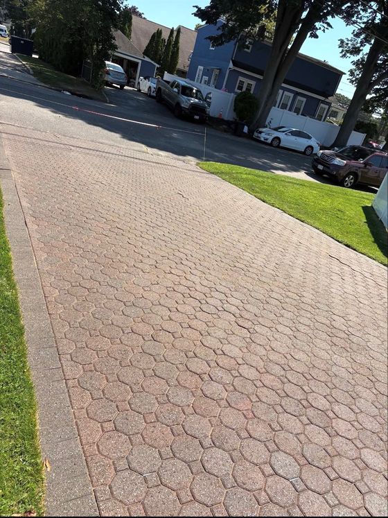 Paver driveway after cleaning