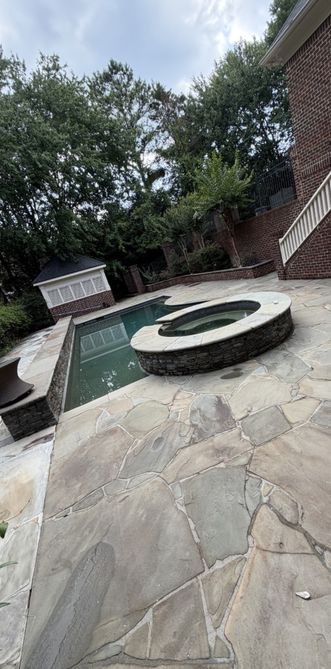 Stone pool deck after cleaning