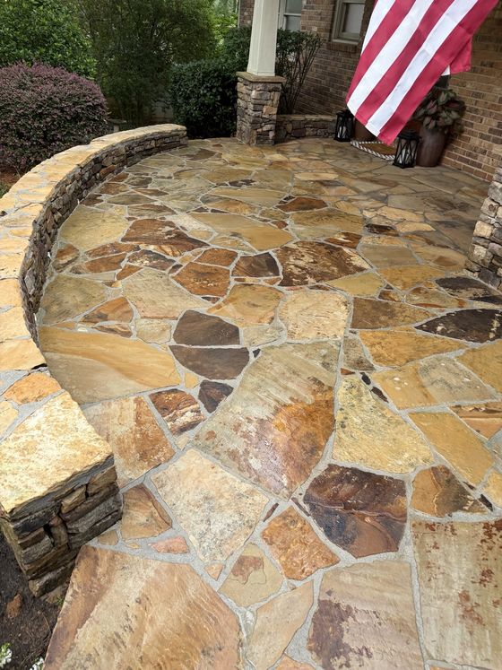 Stone patio after cleaning