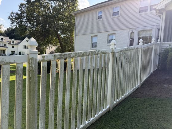 Vinyl fence cleaning before cleaning