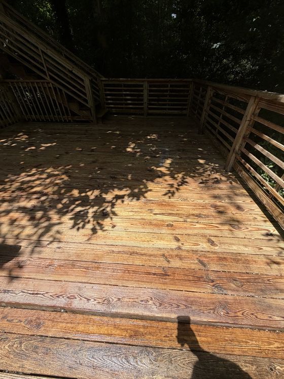 Weathered wood deck after cleaning